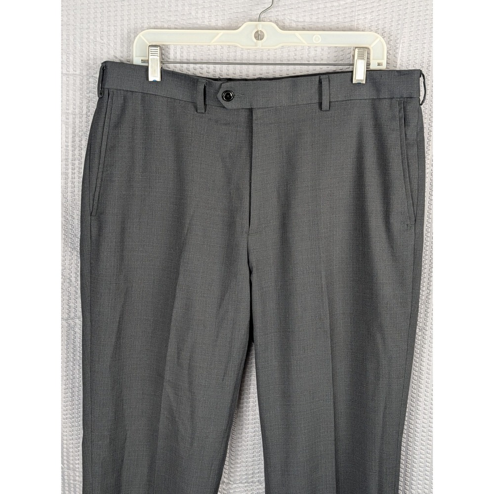 Roundtree Yorke Travelsmart Mens 34x32 Charcoal Gray Flat Front Dress Pants
